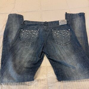 Unk Women's Blue Jeans with Embellished Pockets